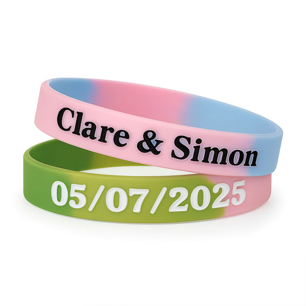 Debossed Color filled Silicone Wristbands